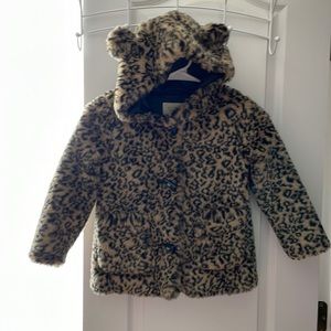 Girls faux fur leopard jacket